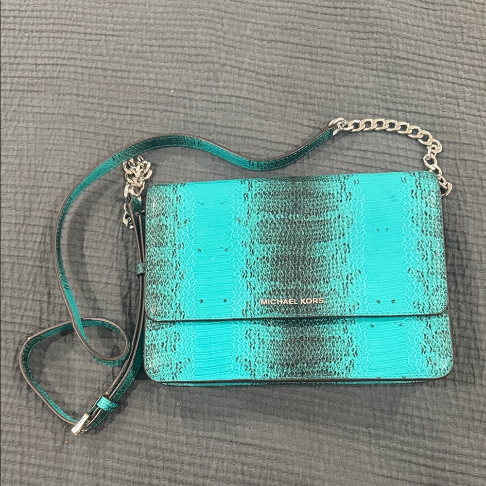 Michael Kors Teal and Black Crossbody Bag